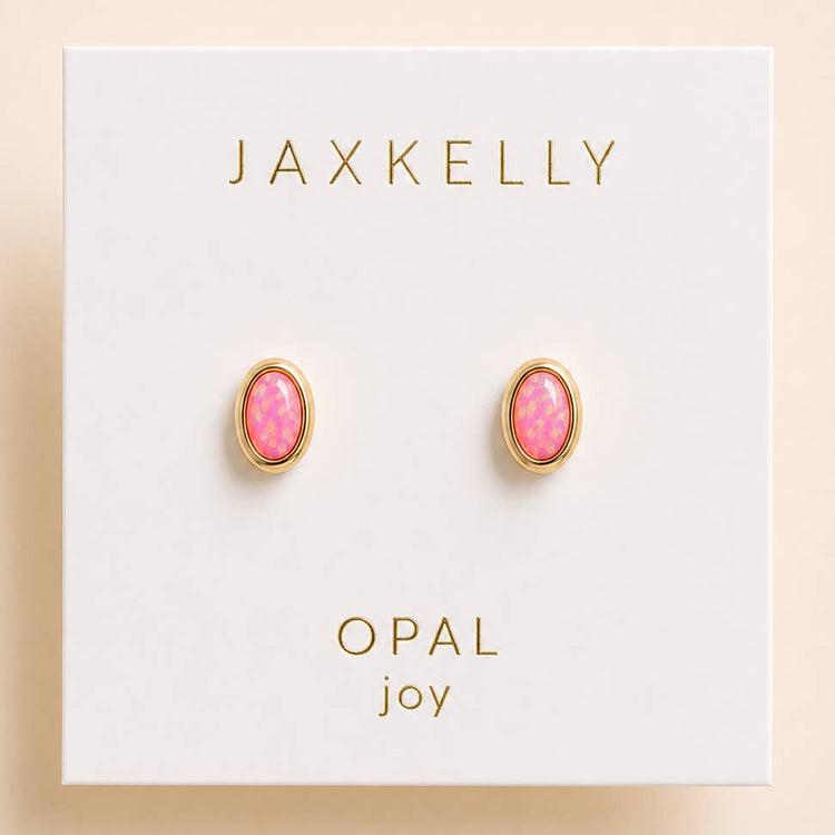 JaxKelly Oval Bezel - Pink Opal