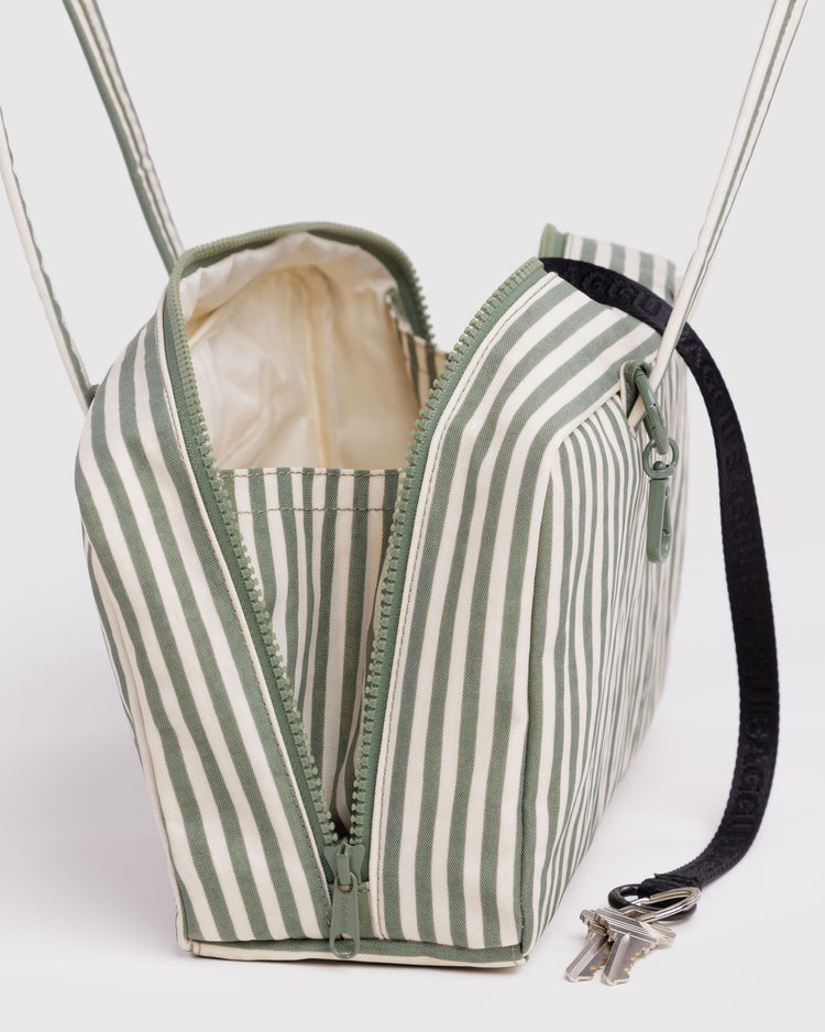 Nylon Bowler Bag in Sage Stripe