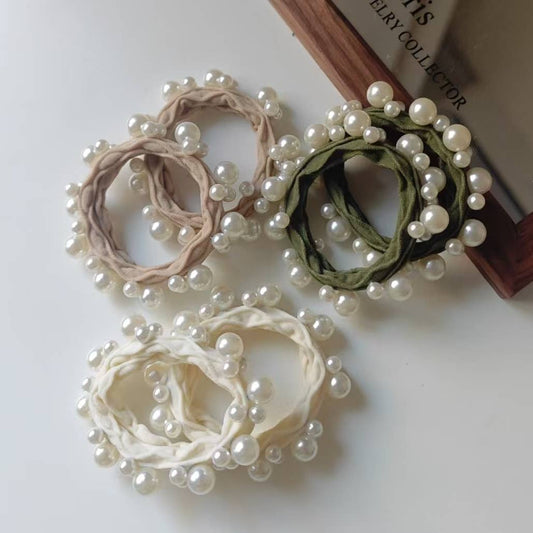 Spring Textured Seamless Pearl Hair Tie