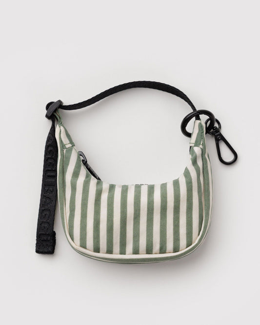 Crescent Bag Charm in Sage Stripe