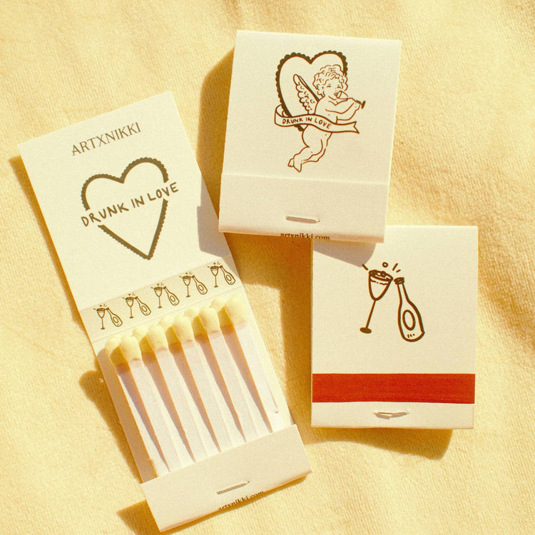 “Drunk in Love” Cupid Champagne Matchbook