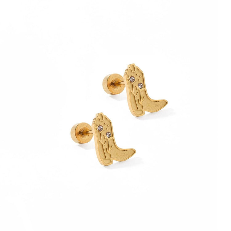 Daisy Cowgirl Boot Screwback Stud Earrings