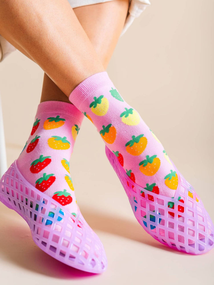Rainbow Strawberry Women's Cotton Ankle Socks