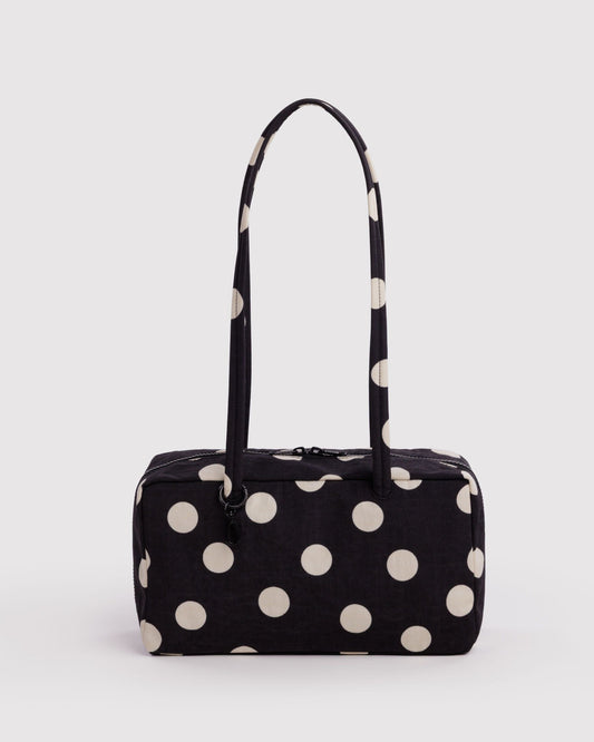 Baggu Nylon Bowler Bag in Black And Cream Polka Dot