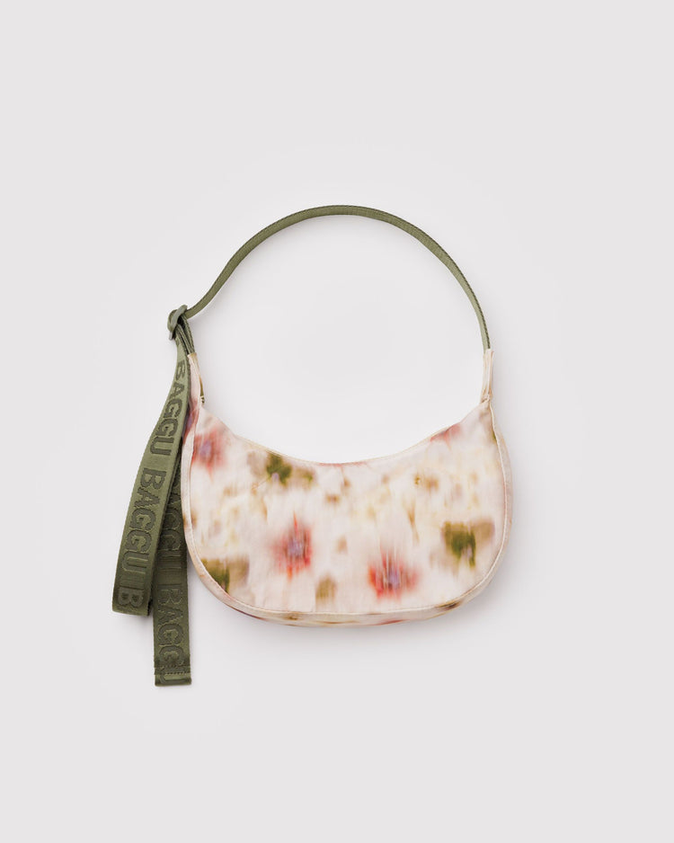 Baggu Small Nylon Crescent Bag in Abstract Flower