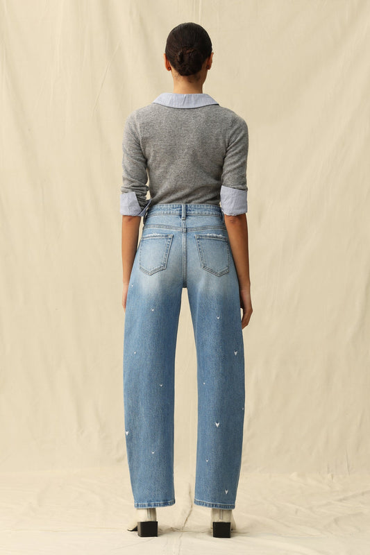 Flora Mid Rise Barrel Jeans