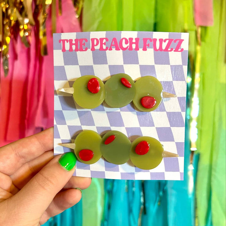 Stuffed Olive Hair Clip Set