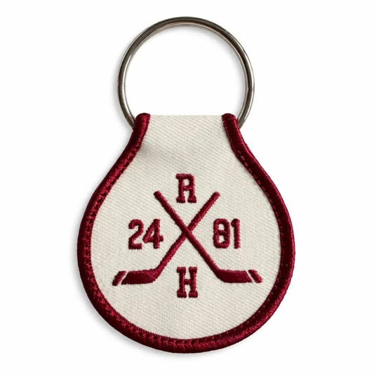 Heated Rivalry Hockey Sticks Embroidered Keychain