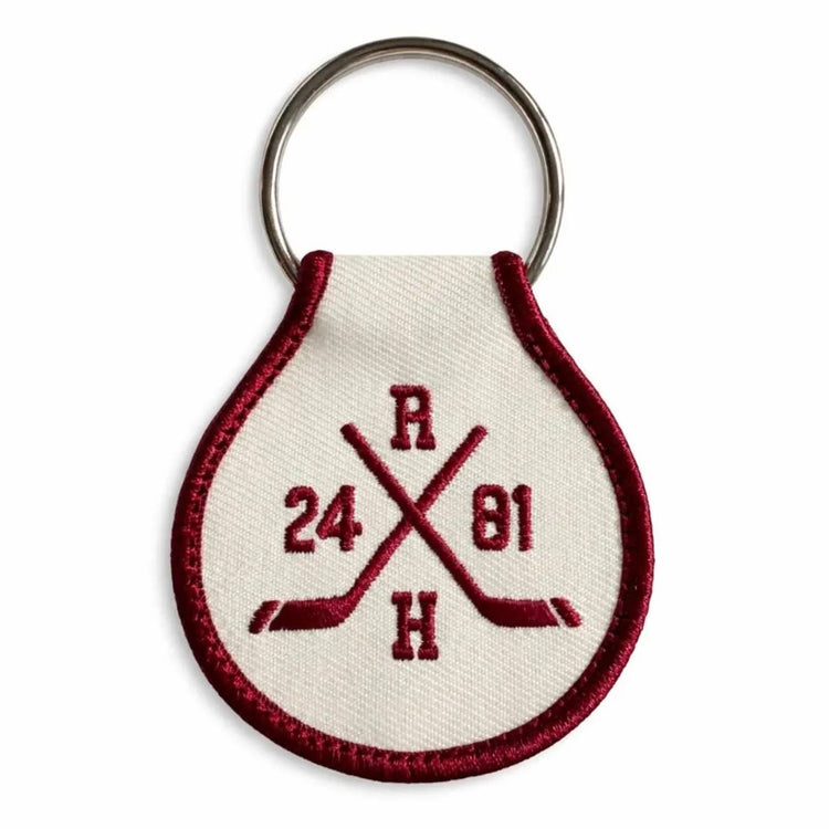 Heated Rivalry Hockey Sticks Embroidered Keychain