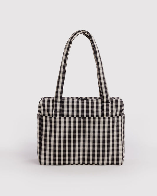 Baggu Small Cloud Carry On in Black And Cream Gingham