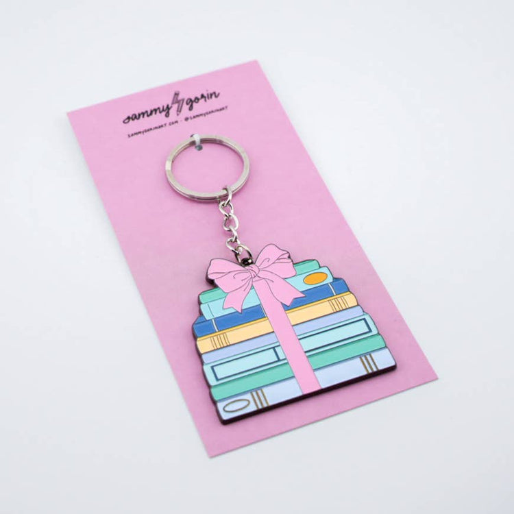 Bow Books Enamel Keychain