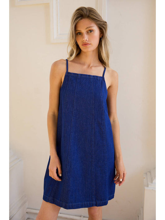 Blue Denim A-Line Mini Dress