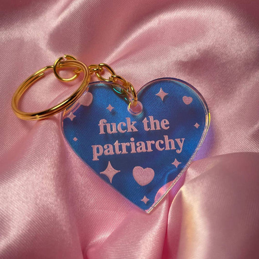 F*ck the Patriarchy Heart Iridescent Acrylic Keychain