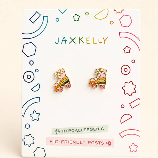 JaxKelly Roller Skate Enamel Flat Back Kids Earrings