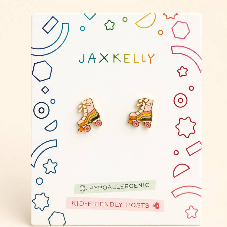 JaxKelly Roller Skate Enamel Flat Back Kids Earrings