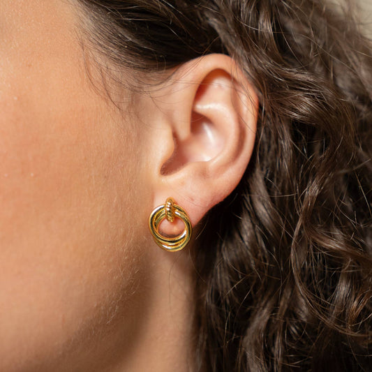 18k Gold Looped Duo Studs