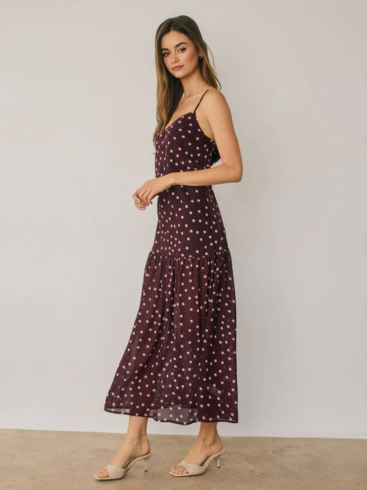 Polka Dot Drop Waist Maxi Dress
