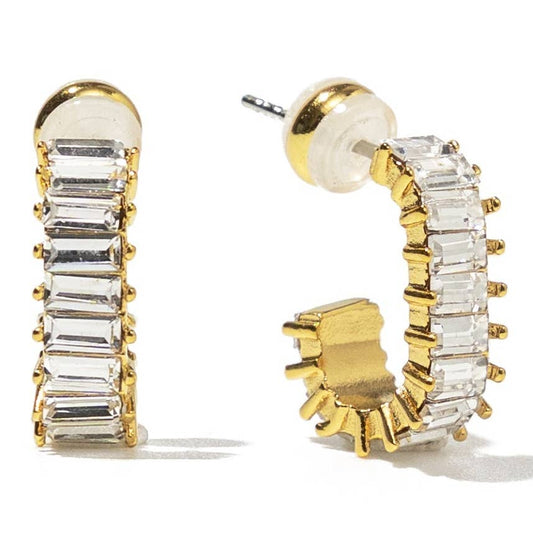18K Gold Squared Brilliant Hoops