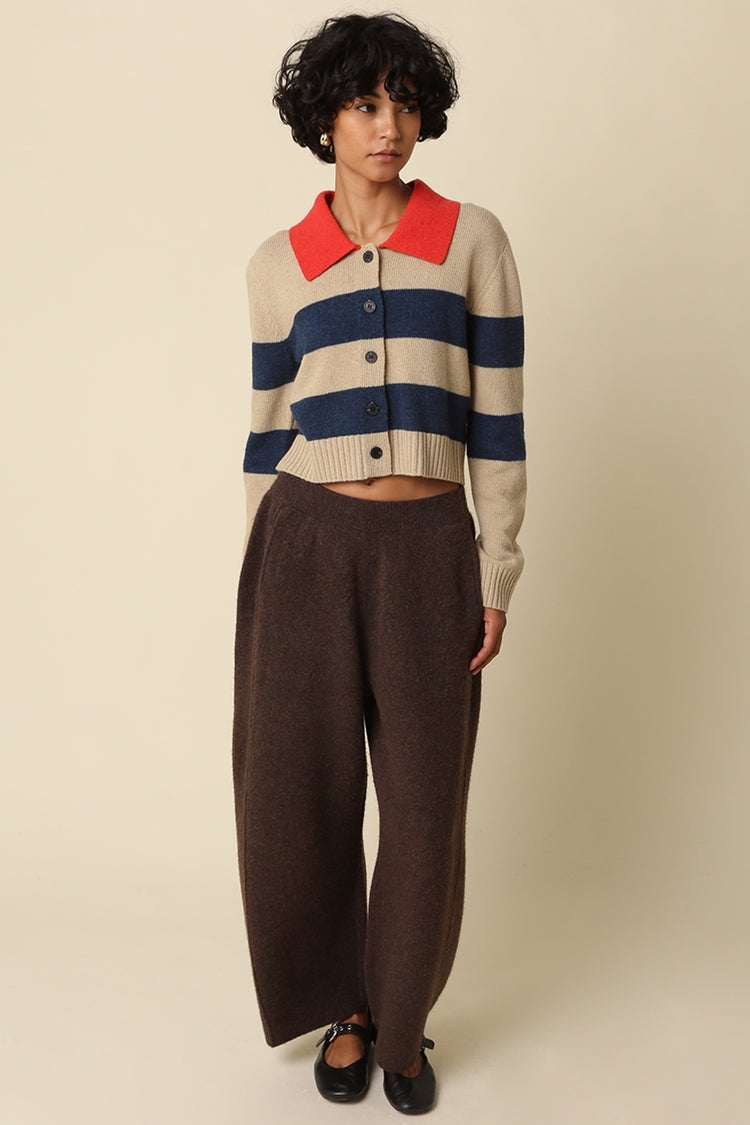 Nia Contrast Collar Stripe Cardigan