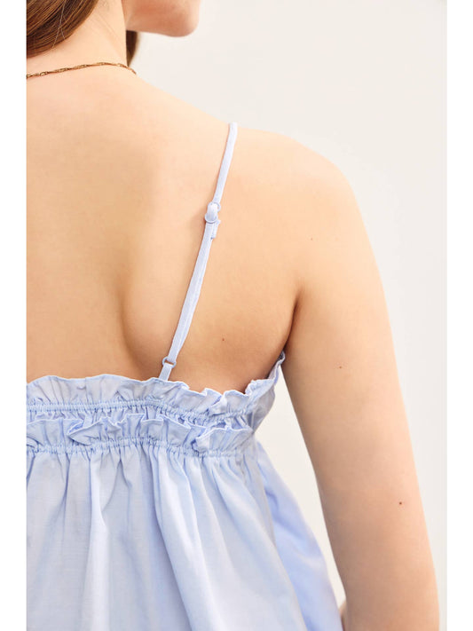 Elastic Ruffle V Neck Tied Cami Top