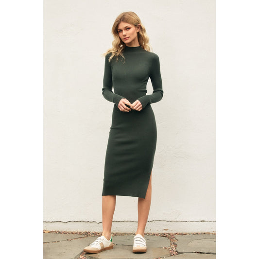 Ribbed Mock Neck Dress