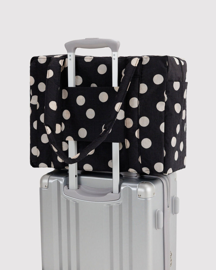 Baggu Small Cloud Carry On in Black and Cream Polka Dot