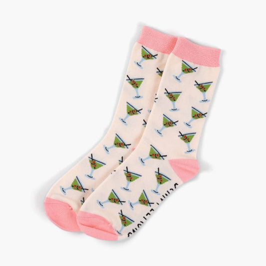 Pink Colorblock Martini Crew Socks