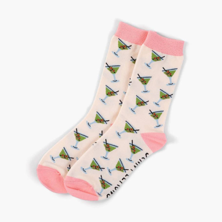 Pink Colorblock Martini Crew Socks