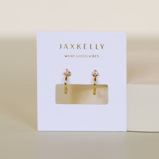 JaxKelly Open Mini Hoop Pink CZ