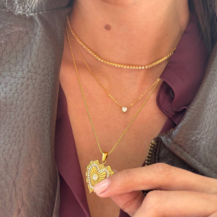 Waterproof Heart Medallion Necklace