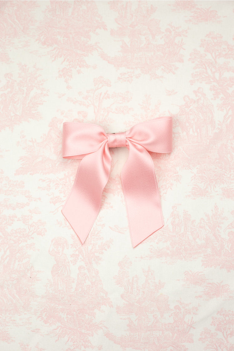 Delora Satin Bow Barrette in Soft Pink