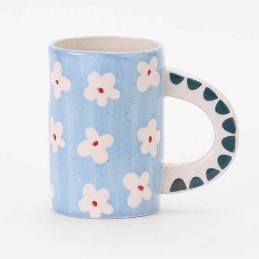 Blue Floral Handmade Ceramic Coffee Mug