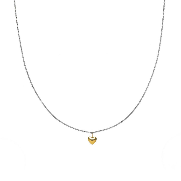 Waterproof Dainty Two-Tone Heart Necklace