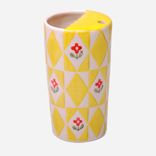 Yellow Ceramic Travel Coffee Tumbler
