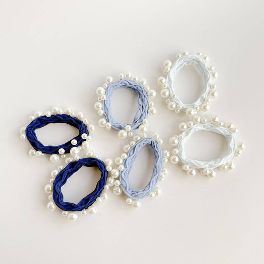 Coastal Textured Seamless Pearl Hair Tie Set