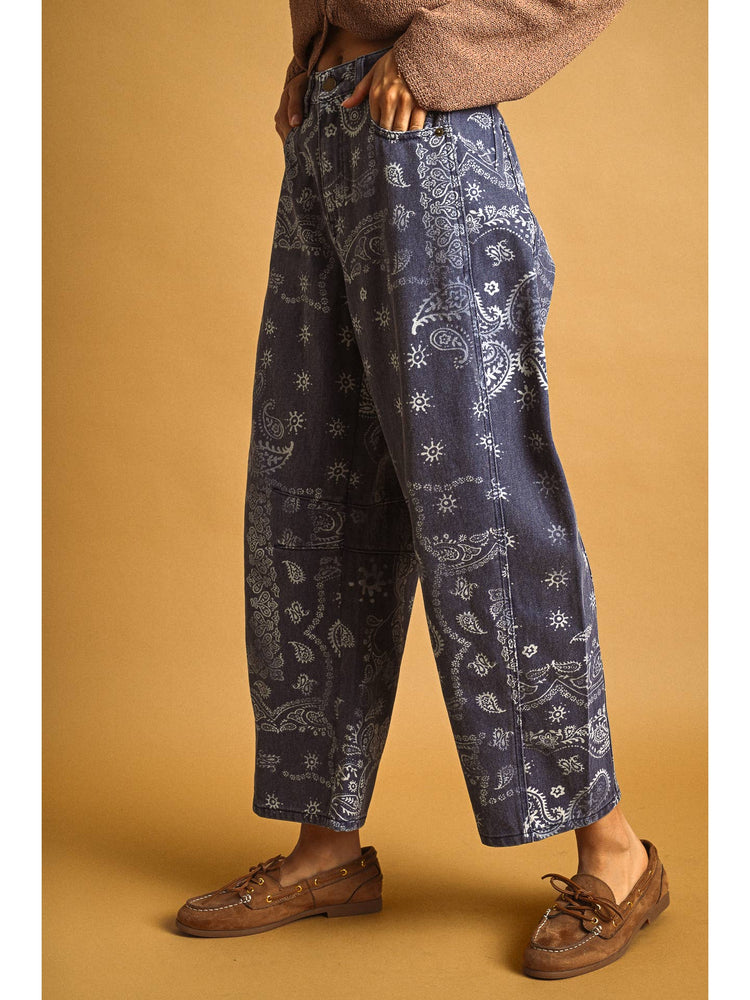 Paisley Print Washed Pants