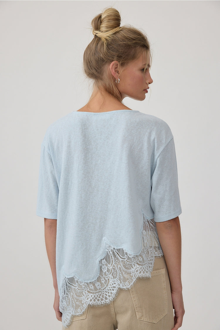 Slub Knit Lace Hem Tee