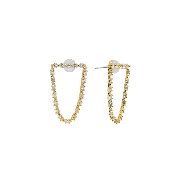 18K Gold Tennis Drop Earrings
