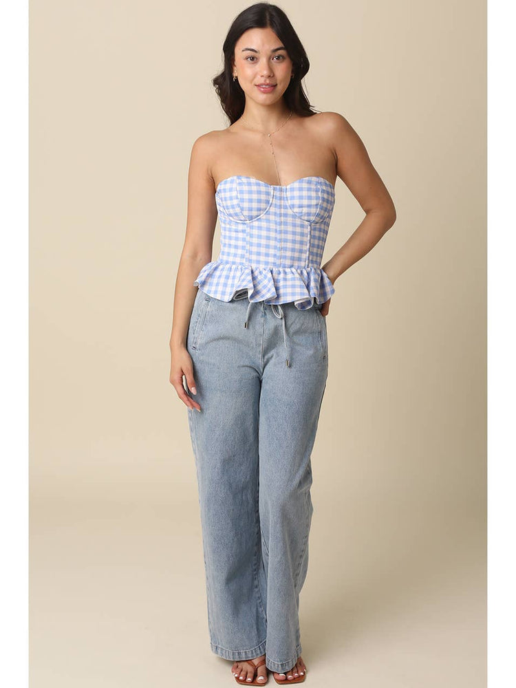 Noelle Ruffle Peplum Strapless Top