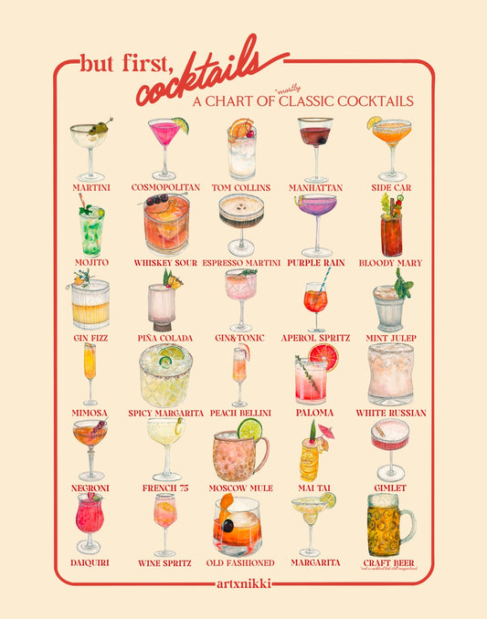 "But First Cocktails" Fine Art Print