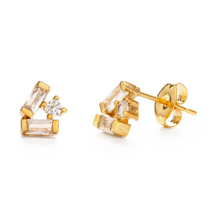 Baguette Crystal Cluster Stud Earrings