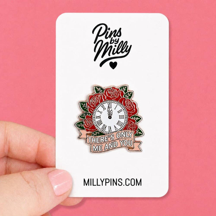 “Coming Up Roses” Inspired Clock Enamel Pin