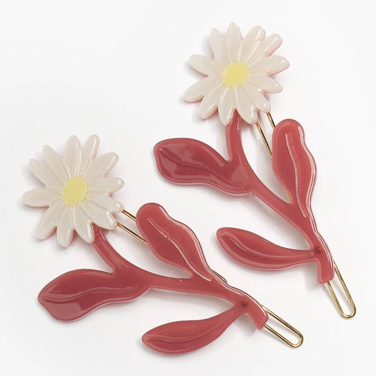 Marguerite Daisy Flower Barrette Set