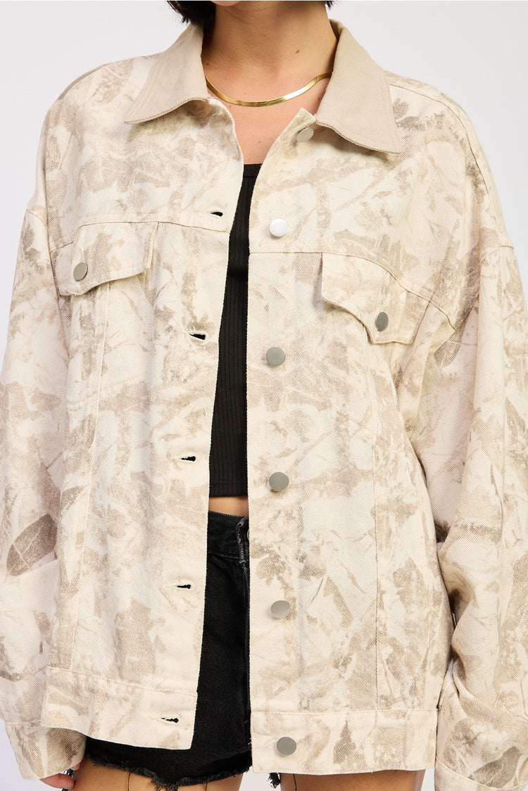 Oversized Camo Button Front Jacket