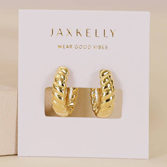 Jaxkelly Small Channel Gold Hoop Earrings