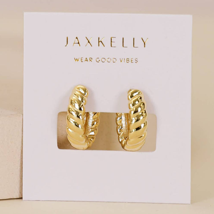 Jaxkelly Small Channel Gold Hoop Earrings