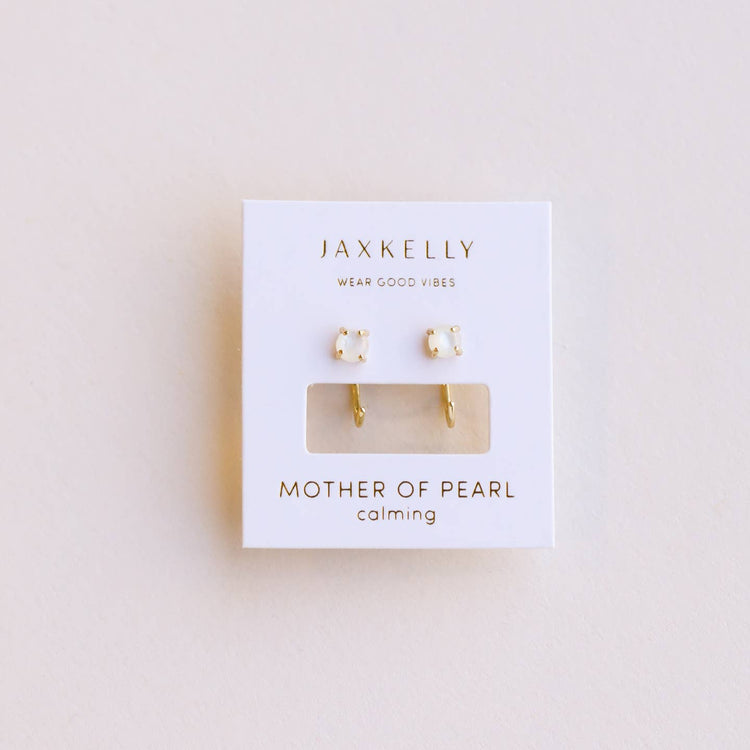 JaxKelly Mother of Pearl Huggie Earrings