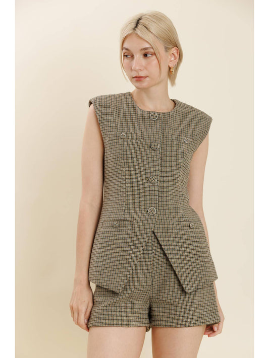 Tweed Button Up Vest