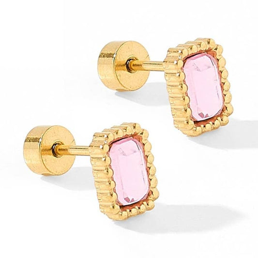 Madison Screwback Stud in Pink