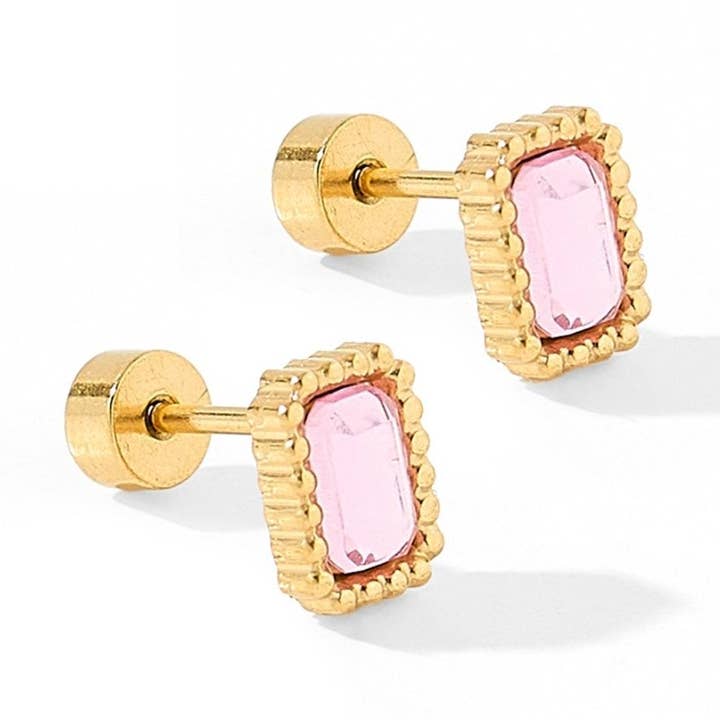 Madison Screwback Stud in Pink
